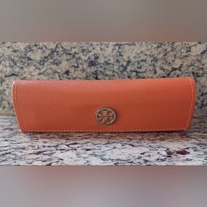 Tory Burch Orange Saffiano Leather Glasses / Sun Glasses Case Pre-Owned